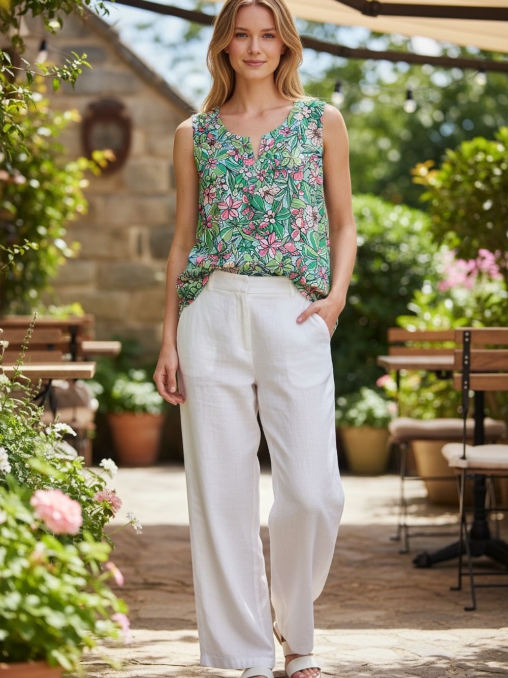 Talbots Floral Shell Top